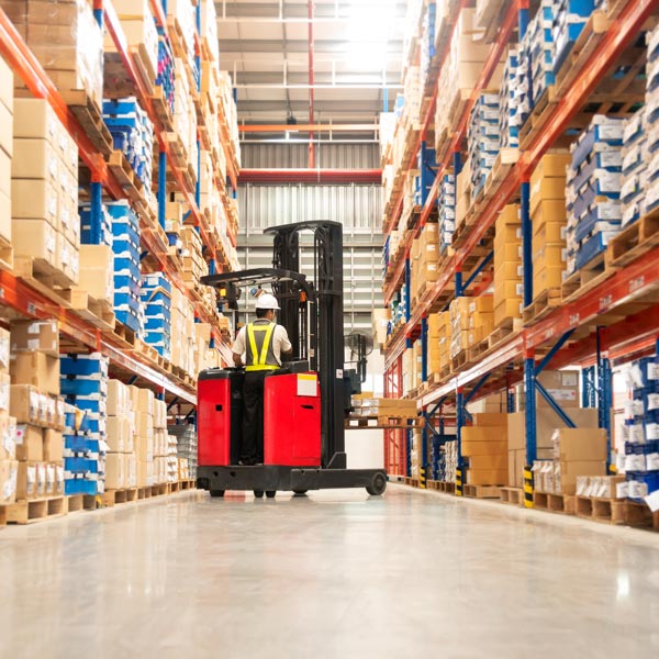 forklift in warehouse